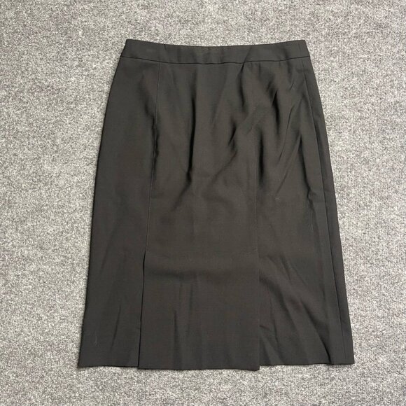 Theory Womens A Line Skirt Black Above Knee Back Slit Stretch Wool Blend Solid 0 - Picture 3 of 7